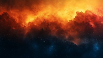 Fototapeta premium Fiery Nebula and Profound Starry Sky, The Mystery and Majesty of the Universe