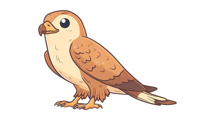 Fototapeta premium Cute cartoon falcon with big eyes, isolated on transparent background.
