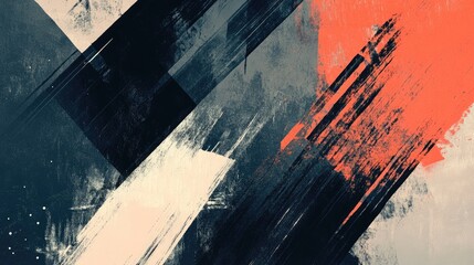 Abstract Painting with Diagonal Strokes and Splashes of Color