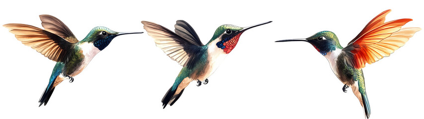 Colorful hummingbird in flight