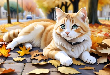 Cat on an autumn day