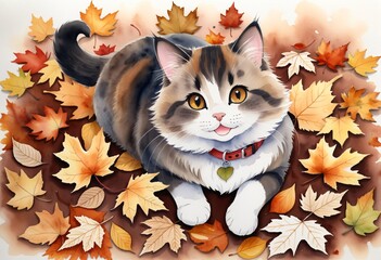 Cat on an autumn day