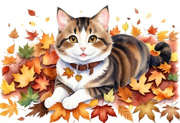 Cat on an autumn day