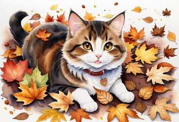 Cat on an autumn day