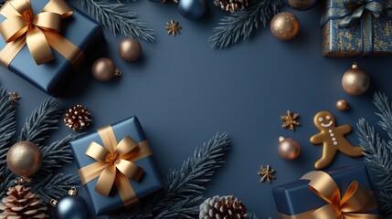 christmas background with dark blue background