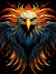 Obraz premium Fiery Eagle with Spread Wings and Intricate Feathers