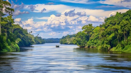 Fototapeta premium Natural Treasures: The Ecological Symphony of Lakes, Forests and Rivers