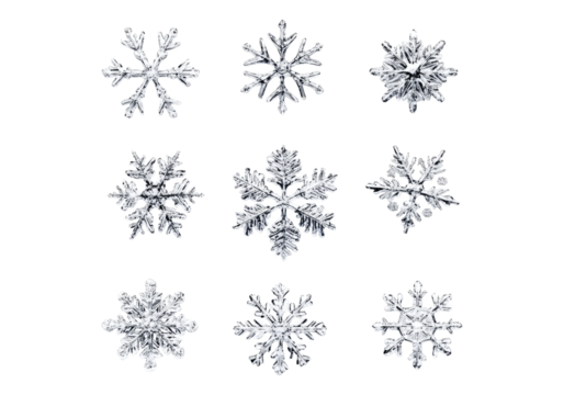 Photo of collection of snowflakes .Transparent background. Isolated PNG. - Powered by Adobe