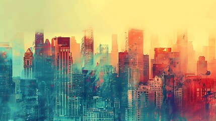 Vibrant Watercolor Cityscape