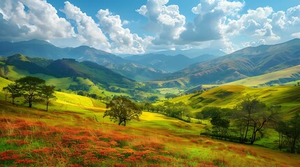 Colorful spring landscape in the mountains