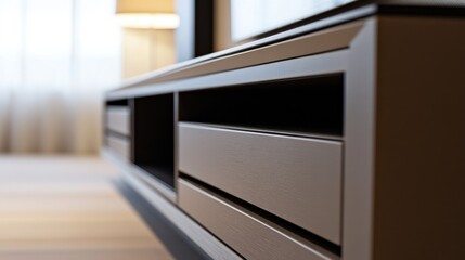 Fototapeta premium Modern Wood TV Stand with Drawers