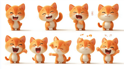 Fototapeta premium Playful Orange Kitten Set in Various Poses