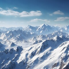 Fototapeta premium Tranquil Mountains: Snow-Capped Summits Under an Azure Sky