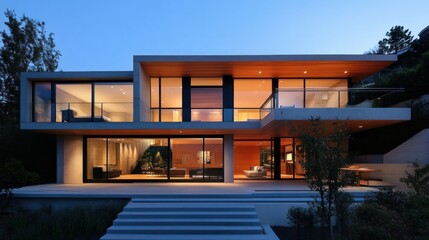 Fototapeta premium Architectural design and modern, minimalist exterior home design 