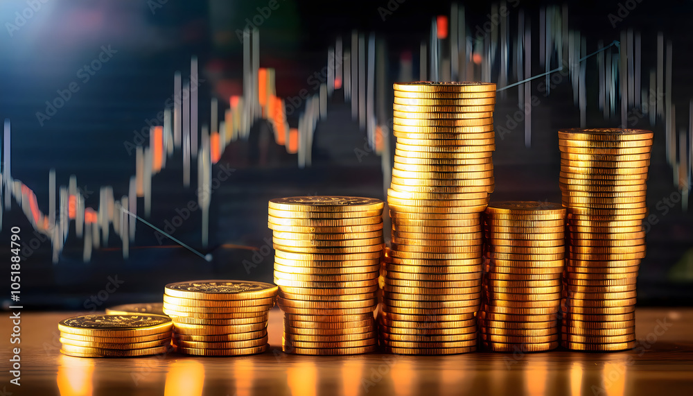 Aufkleber understanding the rise of cryptocurrency through visualizing gold coins and market trends