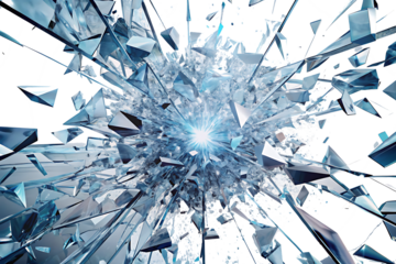 explosion that resembles shattered glass isolated on white background.AI GENERATED
