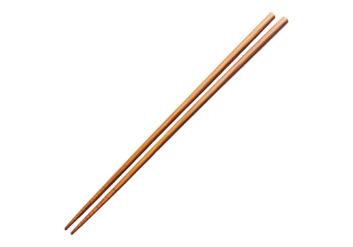 Photo of wooden chopsticks .Transparent background. Isolated PNG.