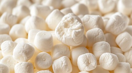 White marshmallows on a white background.