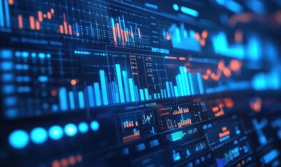 Obraz premium Business and financial investment with number text. HUD infographic of financial. Business charts and data numbers, Information reports of business strategy for investment