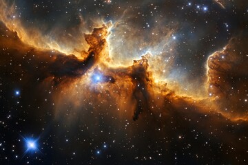 Fototapeta premium A Stunning Cosmic Nebula Capturing the Majesty of the Universe Amidst Twinkling Stars and Glowing Gas Clouds in Vastness