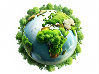 Green planet concept isolated on white background.AI GENERATED