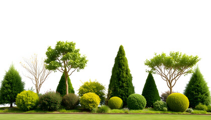Trees and shrubs Home Garden Decoration on transparent background isolated with white highlights, png