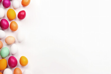 Frame of colored eggs, Easter background for congratulations and holiday. Space for text and pictures,seamless edges.