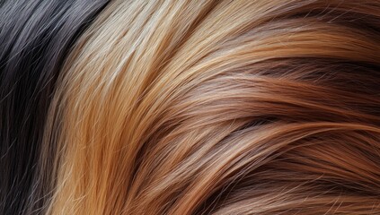 Naklejka premium Closeup of Soft, Wavy Brown Hair with Blonde Highlights