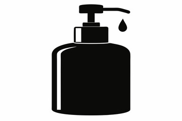 Obraz premiumSoap Bottle Silhouette Vector, Soap Pump Bottle Clipart, soap dispenser liquid water. 