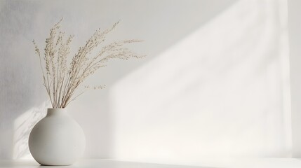 Naklejka premium Crisp White Background with Elegant Minimal Floral Display