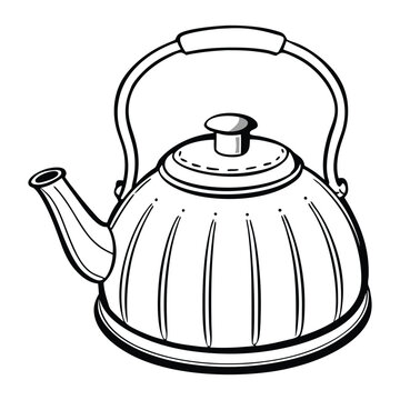 black and white kettle clip art preview