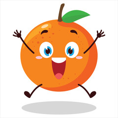 cute celebration jump expression of orange character