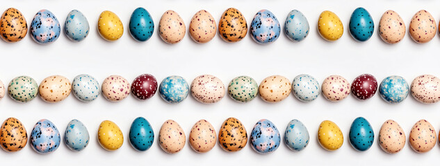 Seamless banner with colored eggs. Easter background for mailings and letters. Holiday frame