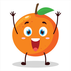 Obraz premium cute rise hand happy expression of orange character