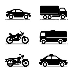 Fototapeta premium set of car icon illustration isolated in white background