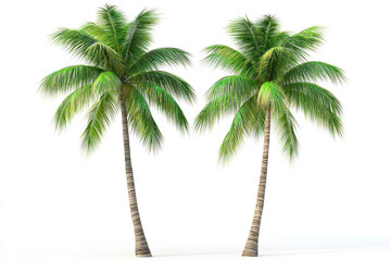 Obraz premium Two palm trees against a white background.