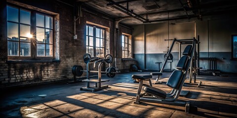Fototapeta premium Empty Fitness Center Closed Due to COVID-19 Pandemic - A Desolate Space for Health and Wellness