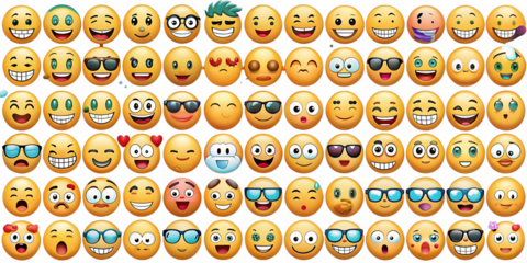 Set of emoji isolated on white background.AI GENERATED
