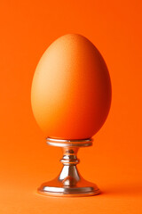 egg on an elegant metal egg holder