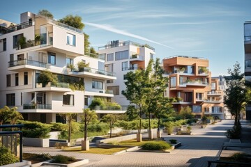 Fototapeta premium Modern apartment buildings city architecture plant.