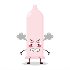 cute furious expression of condom character