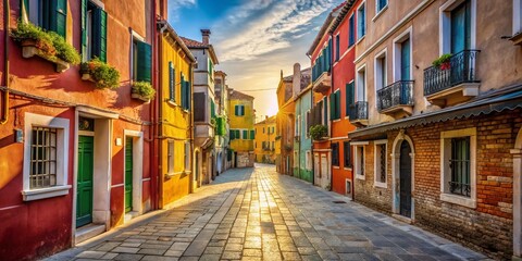 Obraz premium Explore the Charm of Venice: Empty Residential Street in Summer for Vacation Inspiration