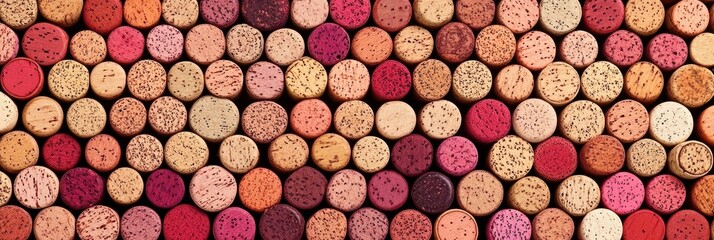 Colorful Variety of Wine Corks in a Pattern
