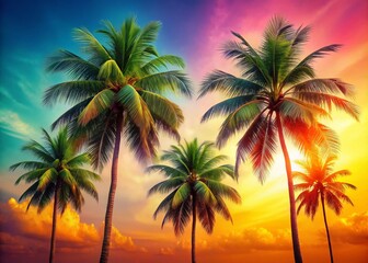 Four Palm Tree Emblem Set for Nature and Tropical Branding - Versatile Logo Design