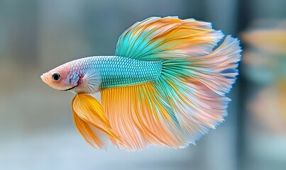 Fototapeta premium The_vibrant_Betta_fish,_Octopus_vulgaris,black_sea_bream,generation AI