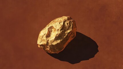 Naklejka premium A gold nugget on a rich brown background