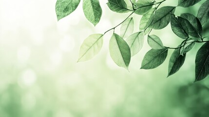 Fototapeta premium Green Leaves on a Blurred Background