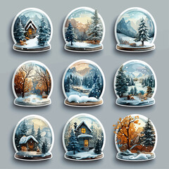 Whimsical Snow Globes, Die Cut Vinyl Designs