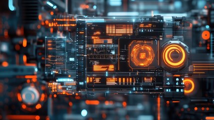 Fototapeta premium A detailed interface demonstrating robotic process automation, with a focus on optimized workflows and streamlined processes highlighted for business efficiency.