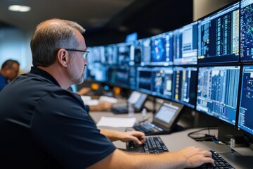 Engineers Monitoring Control Room Operations